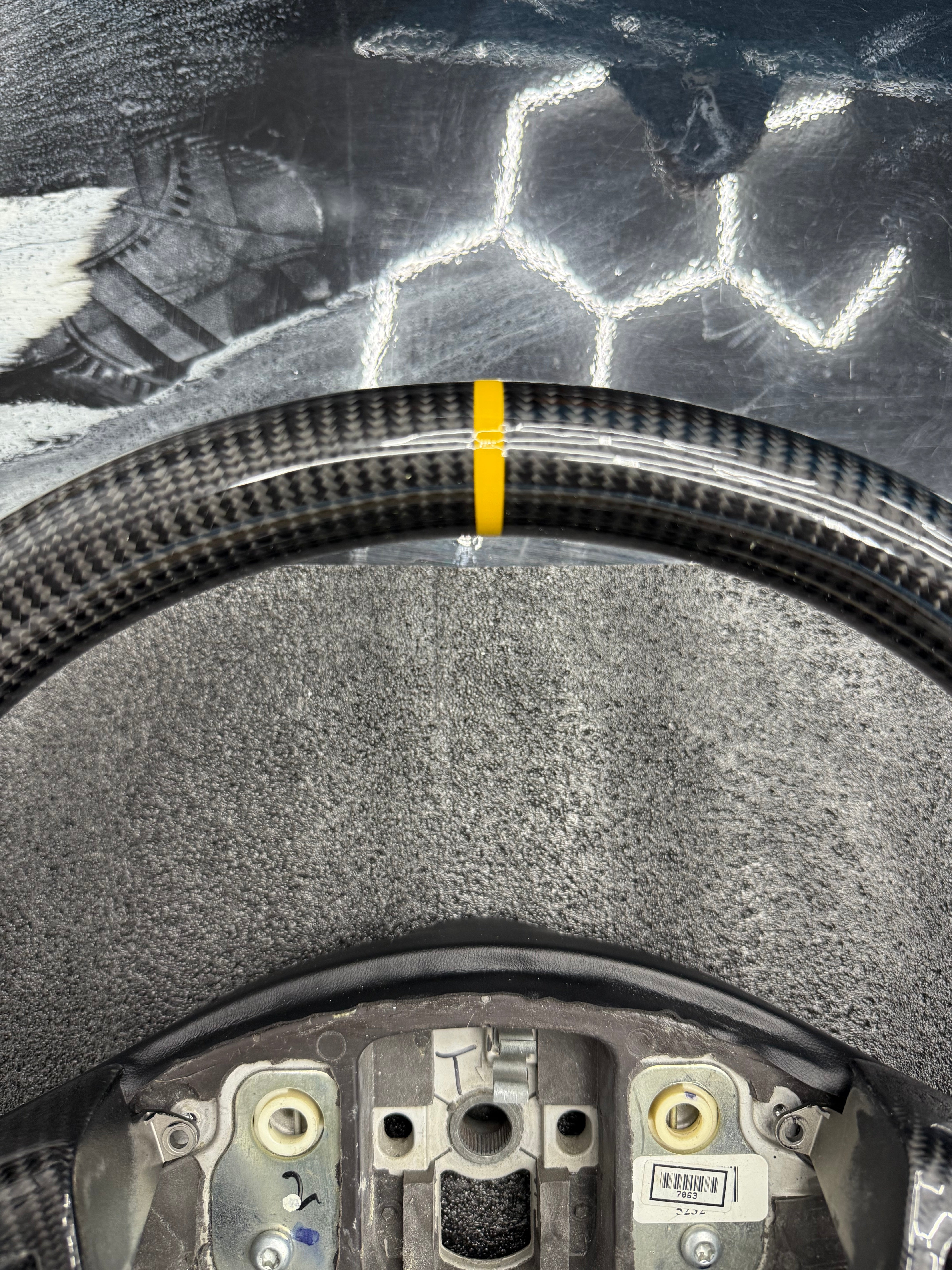 2003 - 2008 CTS, CTS-V V1 Custom Carbon Fiber Steering Wheel with Perforated Leather Hand Grips / Leather Rear Cover